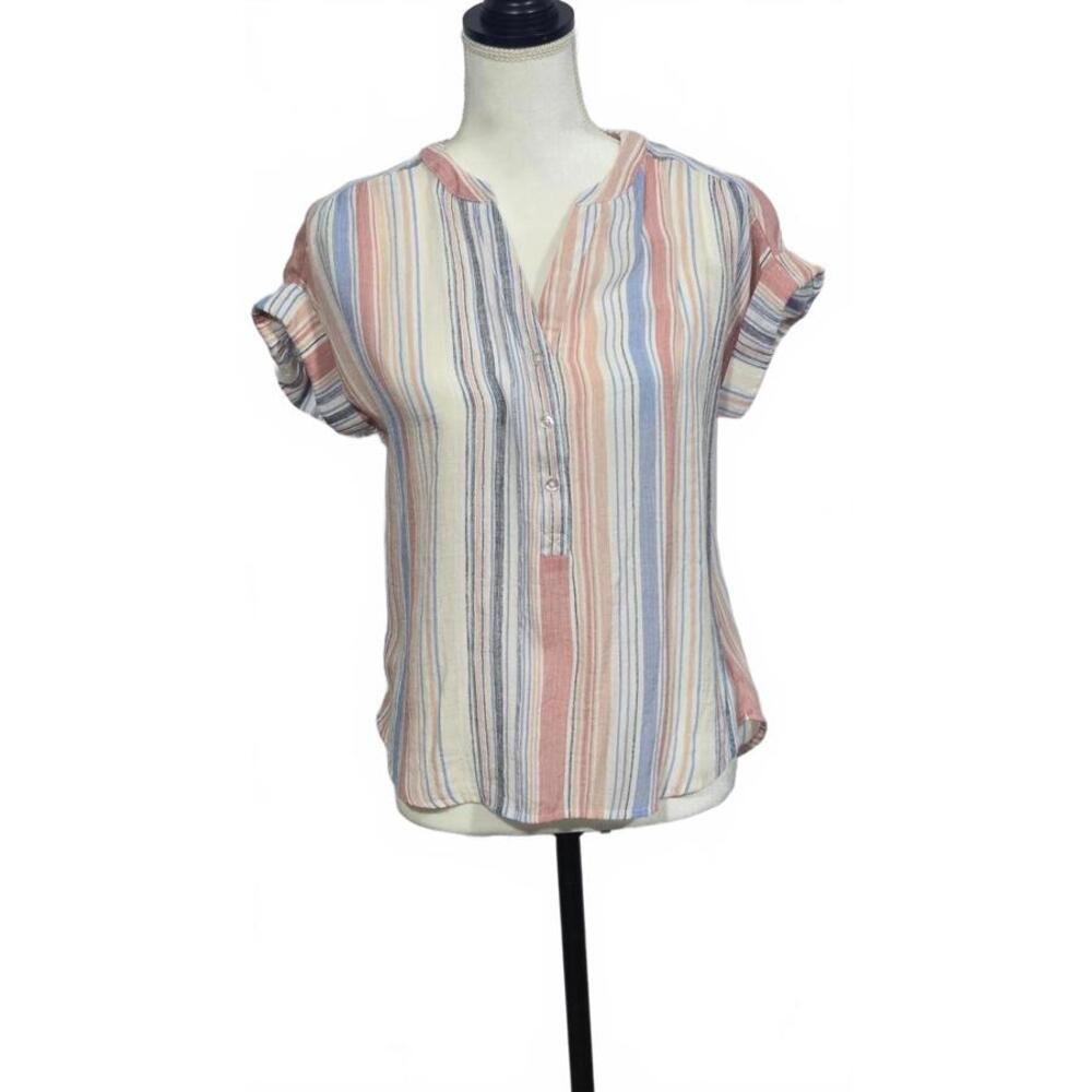 Casual Striped Short Sleeve Women's Blouse